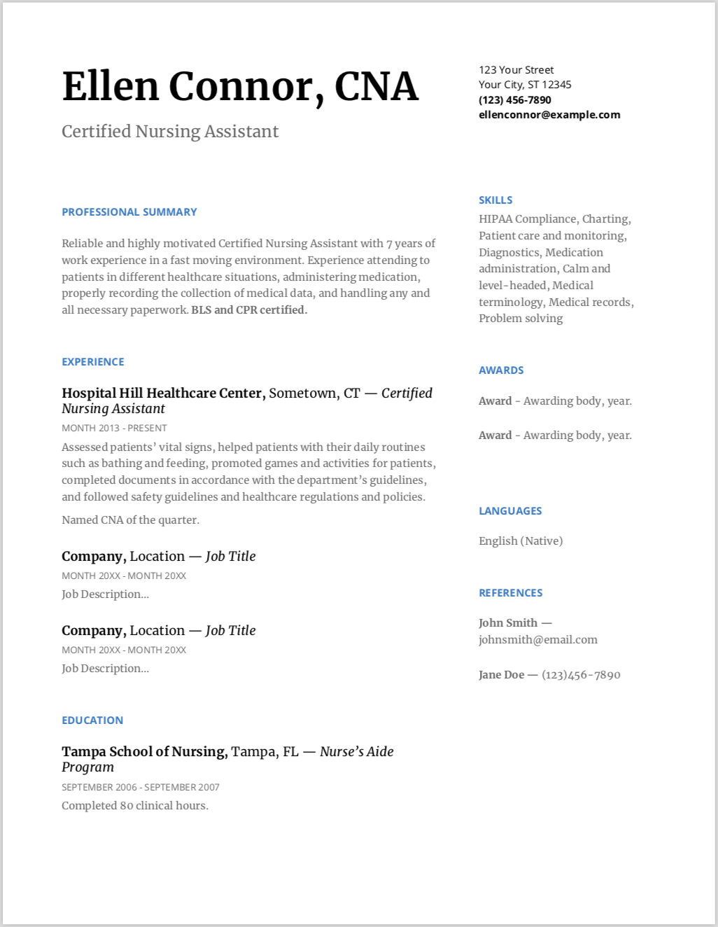 Resume Writing For CNAs: Skills, Qualifications, and Experience